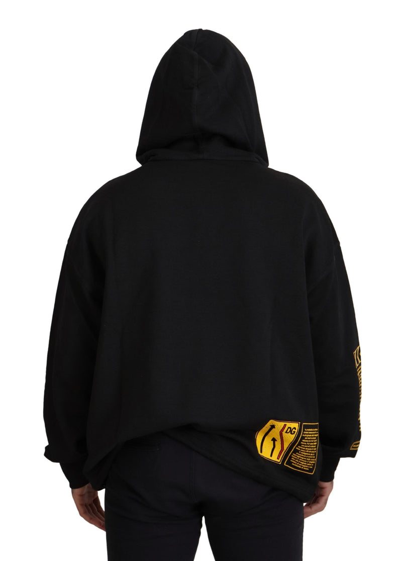 Suéter negro de algodón con capucha Dolce & Gabbana DG Shield