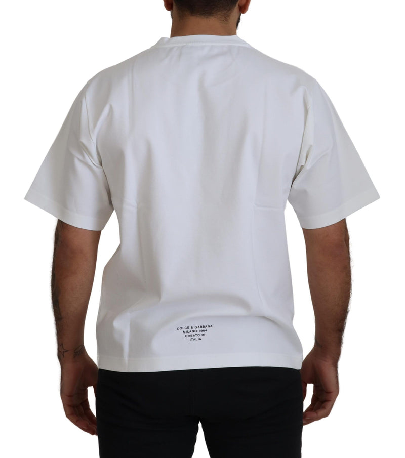 T-shirt Dolce & Gabbana blanc en coton à col rond avec logo imprimé