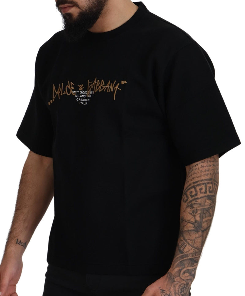 T-shirt Dolce & Gabbana noir en coton à col rond avec logo