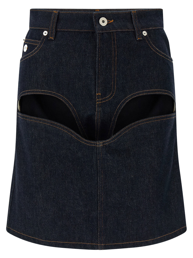 Jean Paul Gaultier Jean Paul Gaultier Denim Mini Skirt With Cuts And Turn Up Skirt