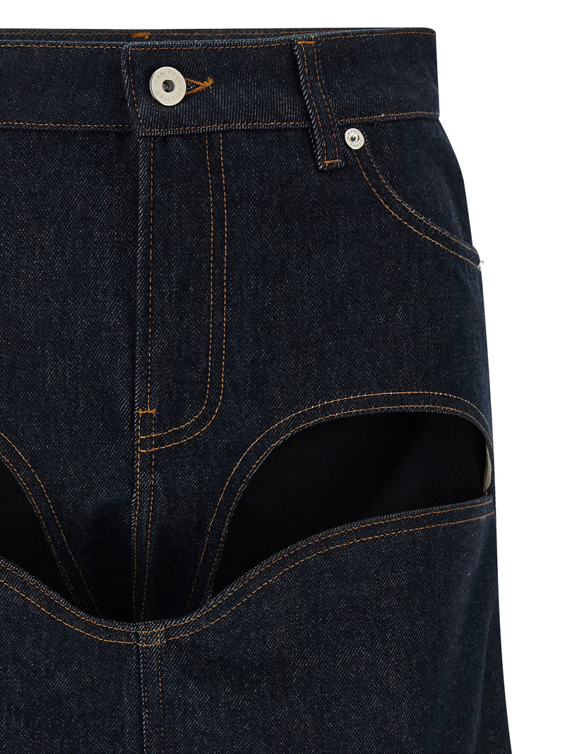 Jean Paul Gaultier Jean Paul Gaultier Denim Mini Skirt With Cuts And Turn Up Skirt