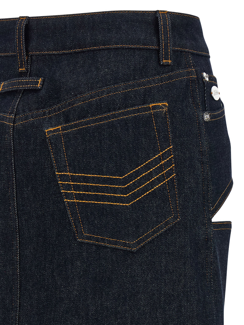 Jean Paul Gaultier Jean Paul Gaultier Denim Mini Skirt With Cuts And Turn Up Skirt