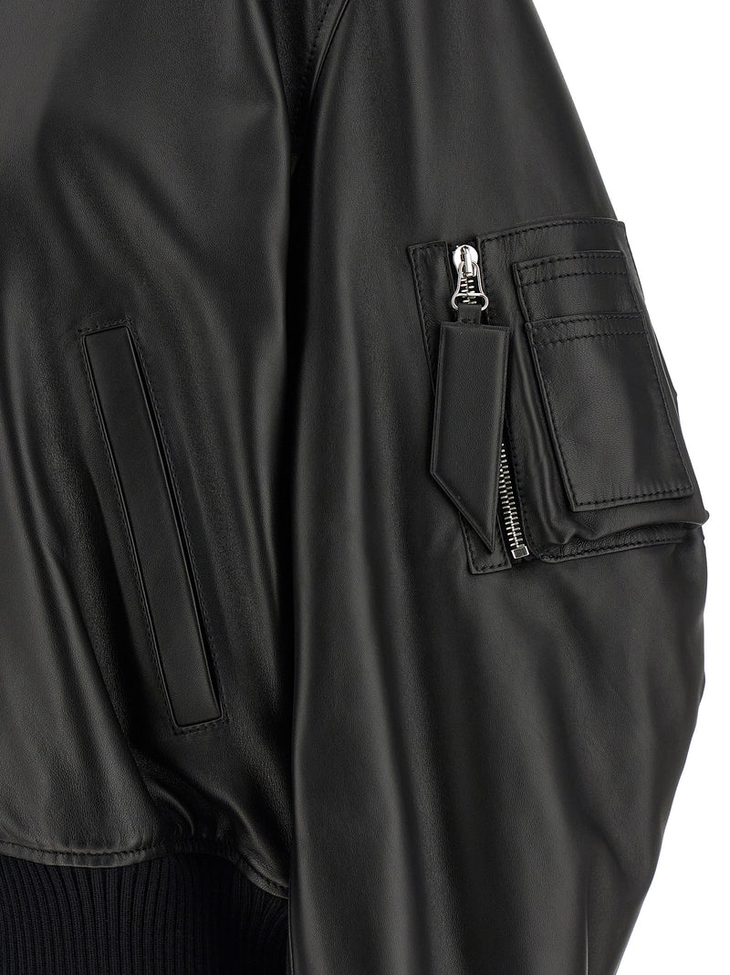 The Attico Leather Bomber Jacket | Urbalenti™ NYC