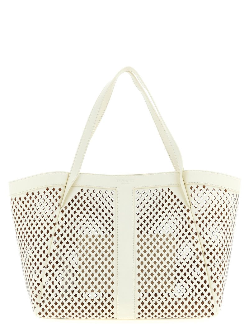Twin Set Twin Set Openwork Leather Shopping Bag