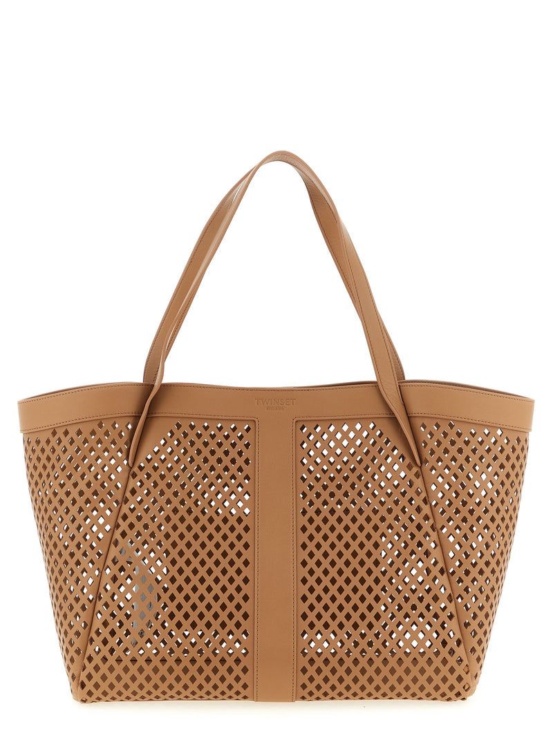 Twin Set Twin Set Openwork Leather Shopping Bag