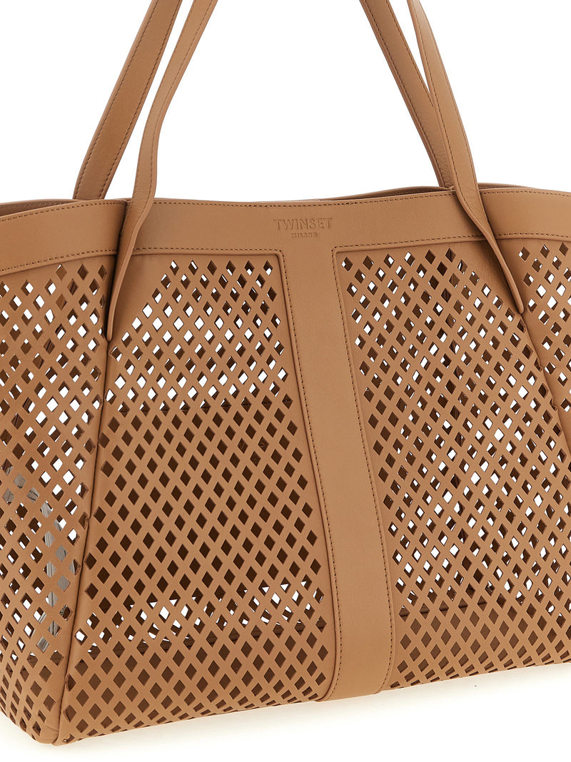 Twin Set Twin Set Openwork Leather Shopping Bag