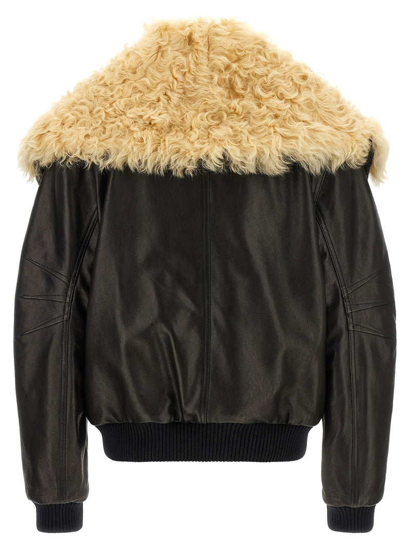 The Attico The Attico Shearling Neck Bomber Jacket