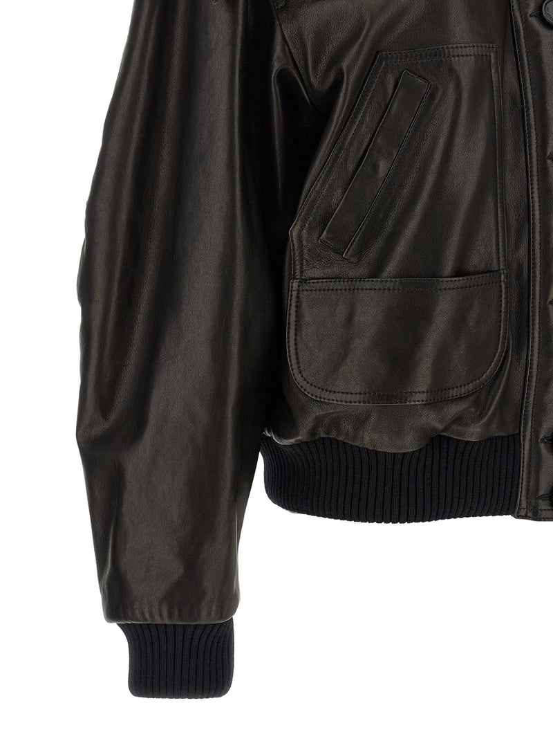 The Attico The Attico Shearling Neck Bomber Jacket