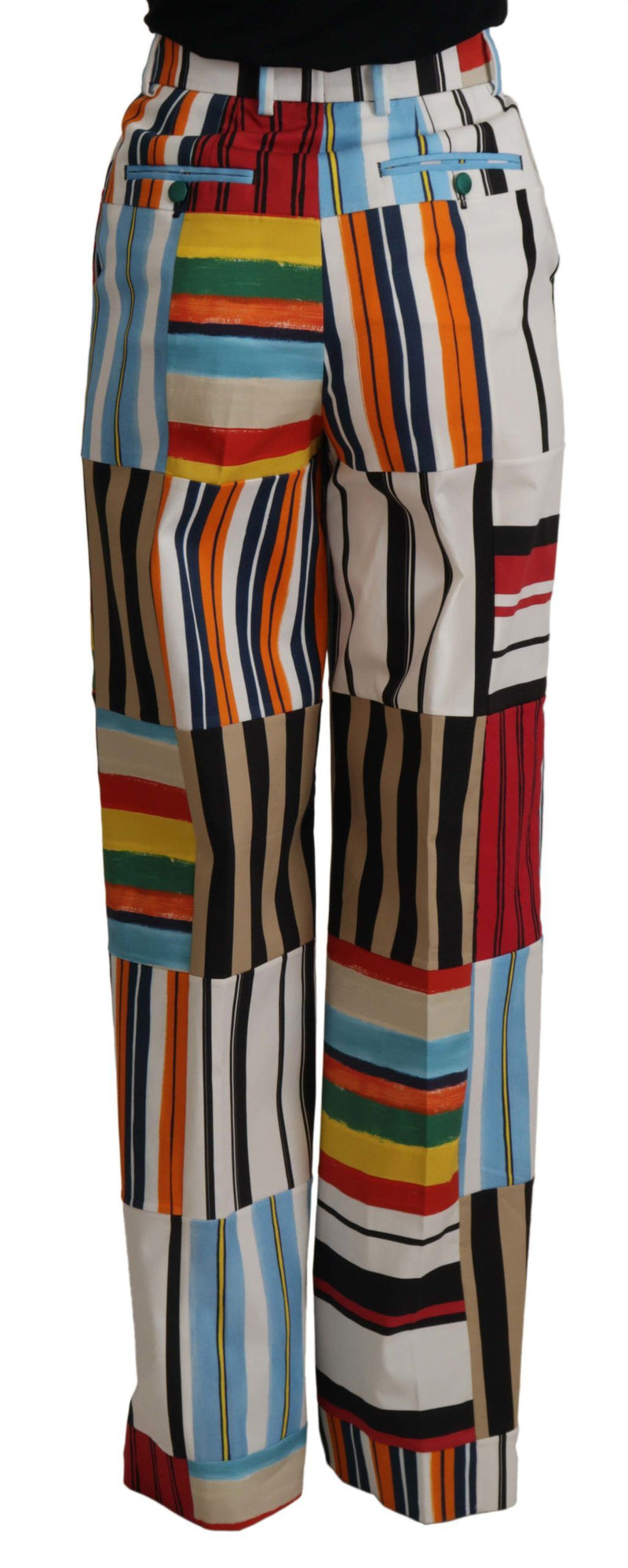 Pantalones de algodón multicolor Dolce & Gabbana a rayas y de tiro alto