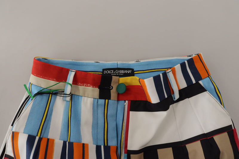 Pantalones de algodón multicolor Dolce & Gabbana a rayas y de tiro alto