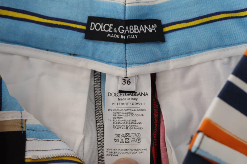 Pantalones de algodón multicolor Dolce & Gabbana a rayas y de tiro alto