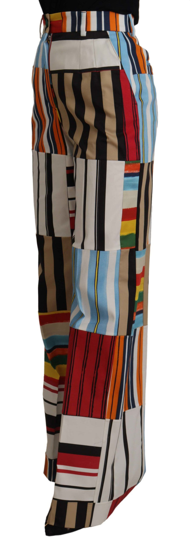 Pantalones de algodón multicolor Dolce & Gabbana a rayas y de tiro alto