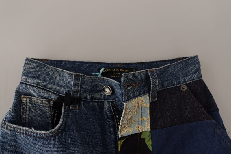 Calça jeans azul jacquard Majolica de cintura alta Dolce & Gabbana