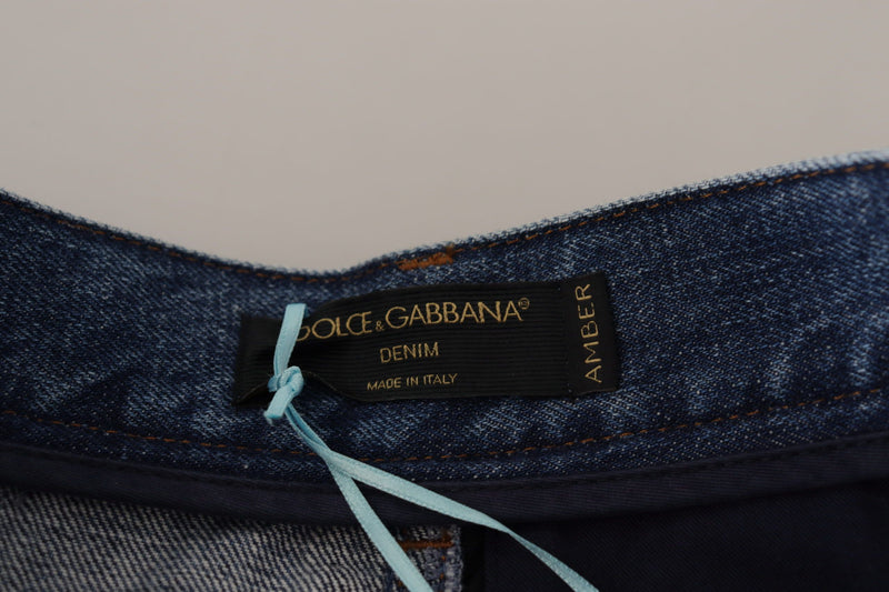 Calça jeans azul jacquard Majolica de cintura alta Dolce & Gabbana