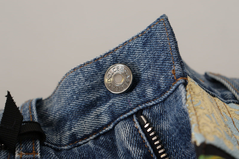 Calça jeans azul jacquard Majolica de cintura alta Dolce & Gabbana