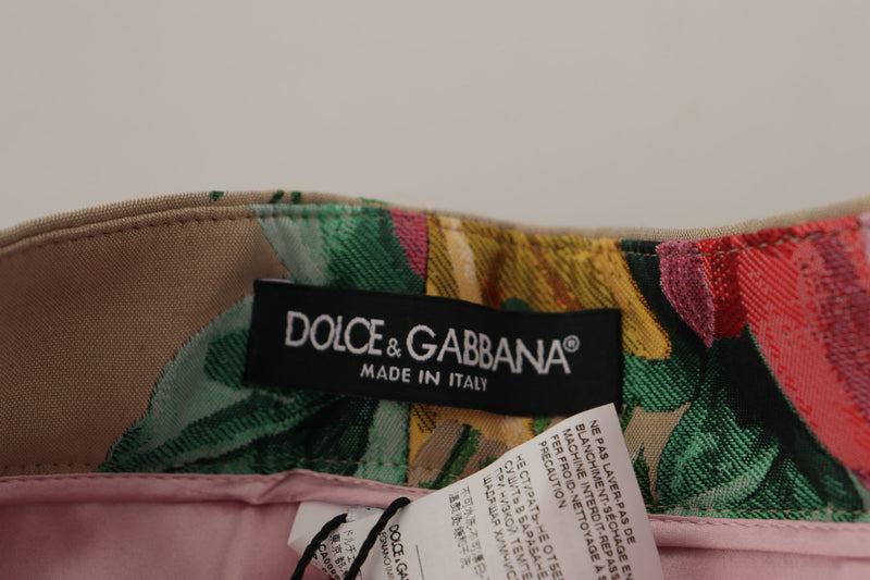 Pantalon Dolce & Gabbana beige à taille haute à fleurs, habillé