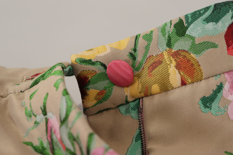 Pantalon Dolce & Gabbana beige à taille haute à fleurs, habillé