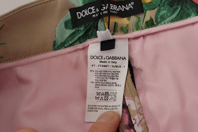 Pantalon Dolce & Gabbana beige à taille haute à fleurs, habillé