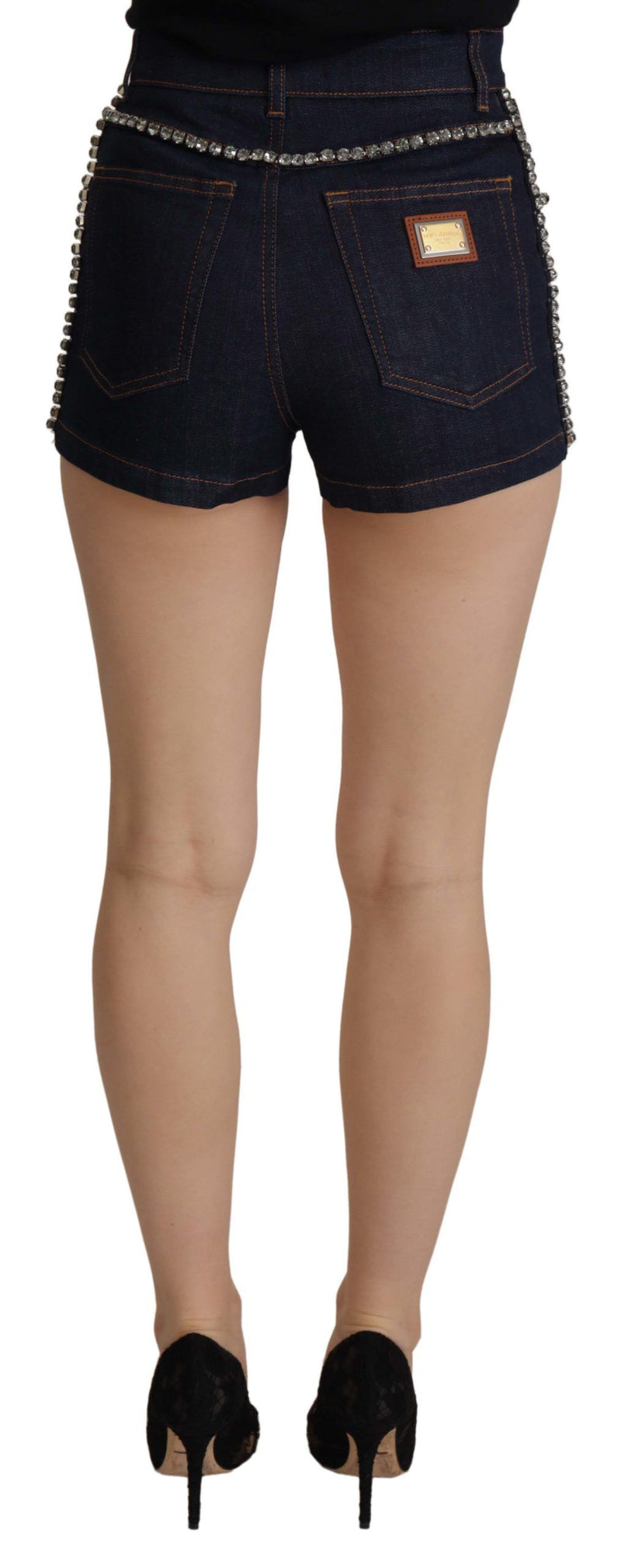Short Dolce & Gabbana bleu en denim extensible orné de cristaux