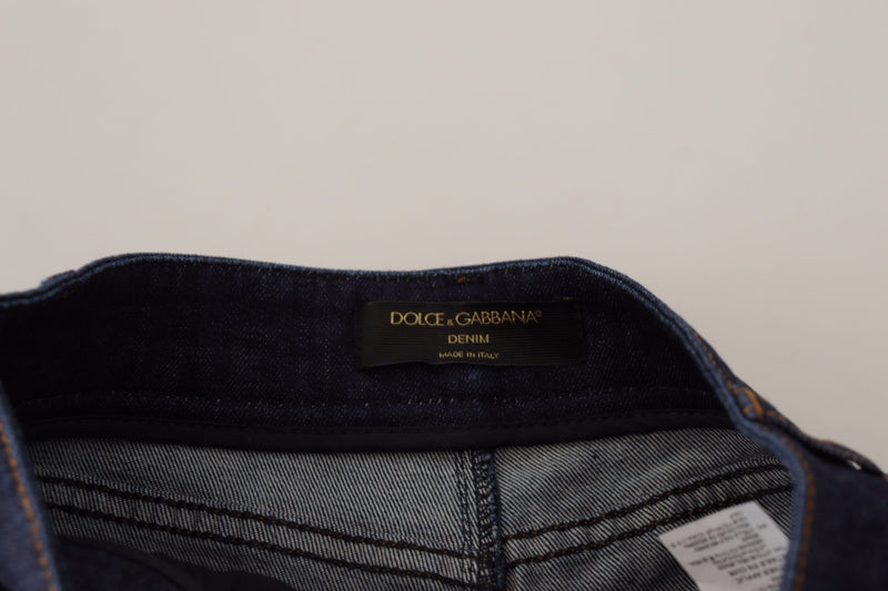 Short Dolce & Gabbana bleu en denim extensible orné de cristaux