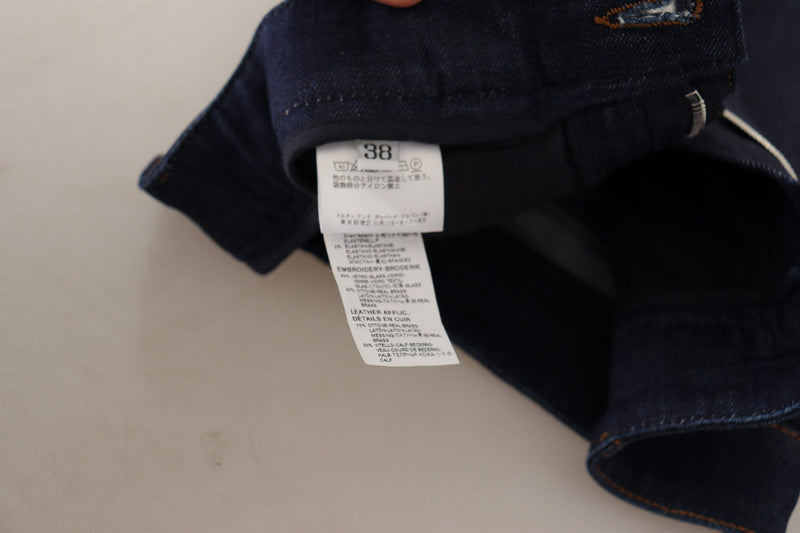 Short Dolce & Gabbana bleu en denim extensible orné de cristaux