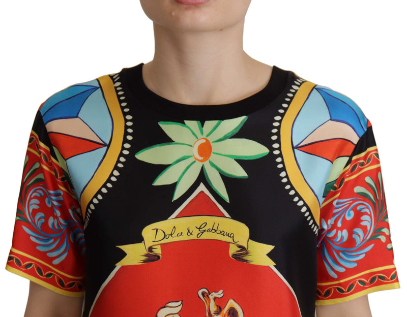 Top in seta multicolore con stampa Soldier Carretto, T-shirt Dolce & Gabbana