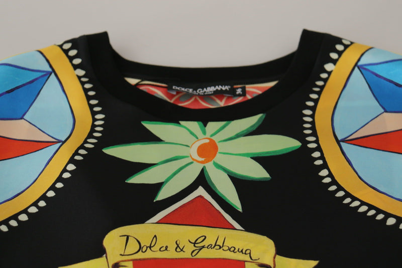 Top in seta multicolore con stampa Soldier Carretto, T-shirt Dolce & Gabbana