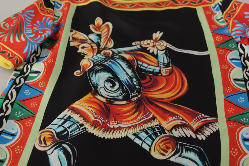 Top in seta multicolore con stampa Soldier Carretto, T-shirt Dolce & Gabbana