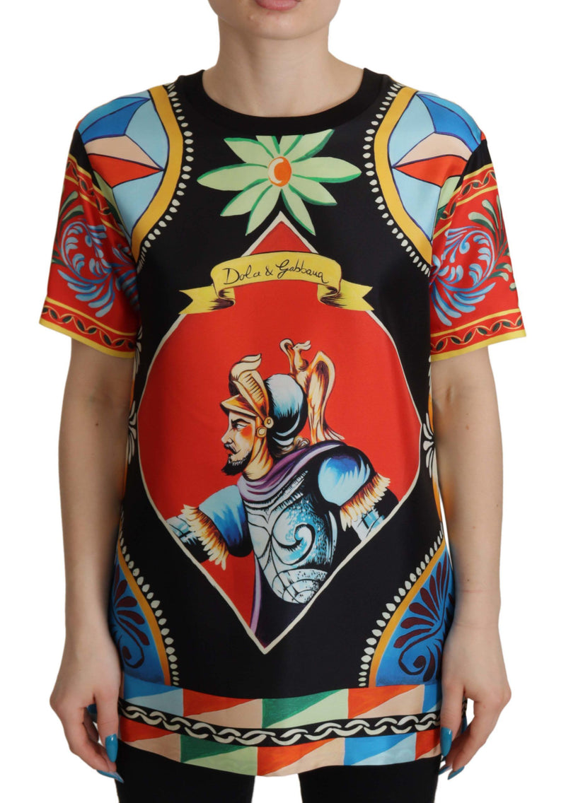 Top in seta multicolore con stampa Soldier Carretto, T-shirt Dolce & Gabbana