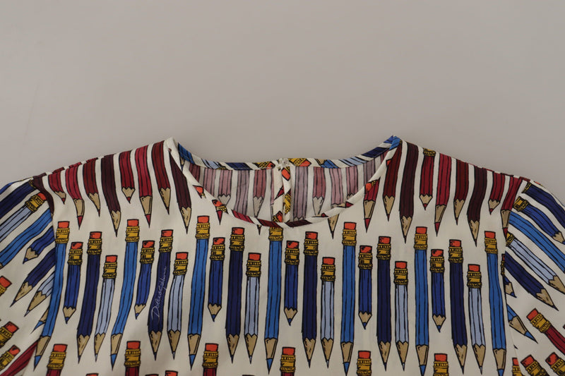 Blusa branca de algodão com estampa de lápis Dolce & Gabbana