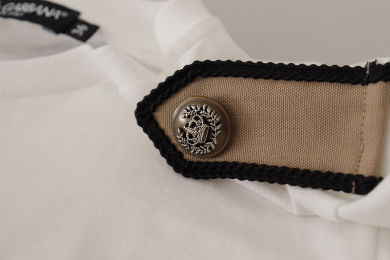 T-shirt Dolce & Gabbana blanc et noir en coton à col rond avec roses