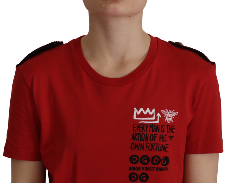 T-shirt girocollo rossa Amor Vincit Omnia Dolce & Gabbana