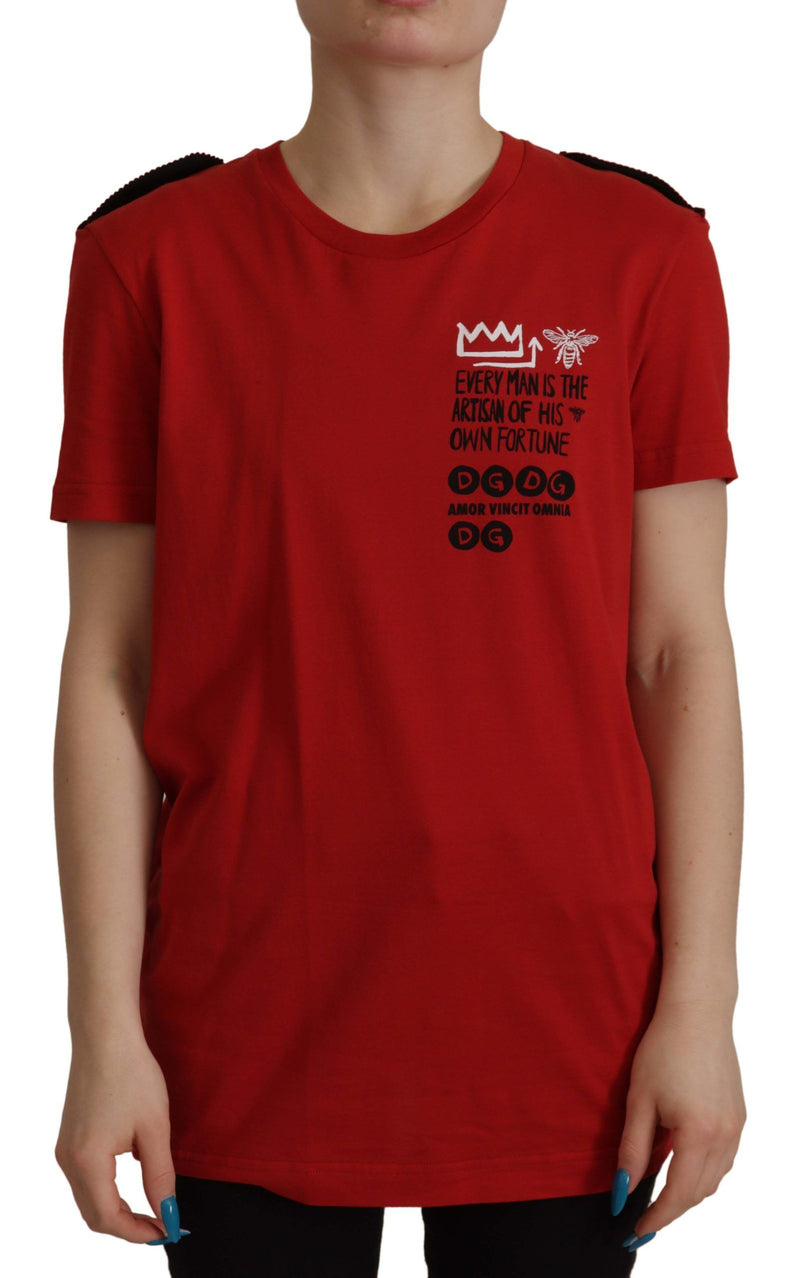 T-shirt girocollo rossa Amor Vincit Omnia Dolce & Gabbana