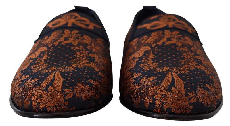 Mocassins chinelos azuis com estampa floral Rust Dolce & Gabbana