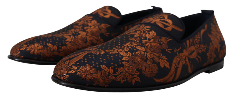Mocassins chinelos azuis com estampa floral Rust Dolce & Gabbana
