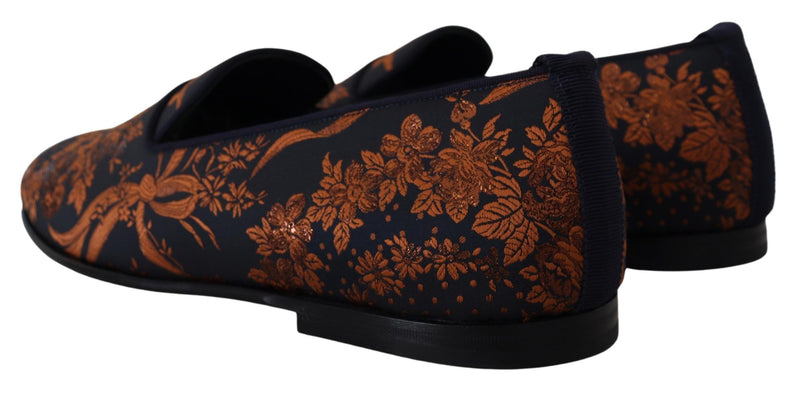 Mocassins chinelos azuis com estampa floral Rust Dolce & Gabbana