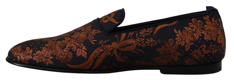 Mocassins chinelos azuis com estampa floral Rust Dolce & Gabbana
