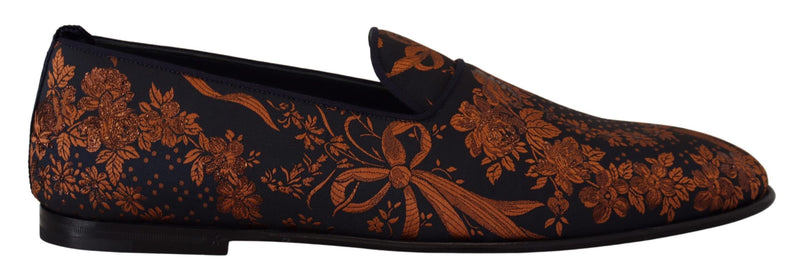 Mocassins chinelos azuis com estampa floral Rust Dolce & Gabbana