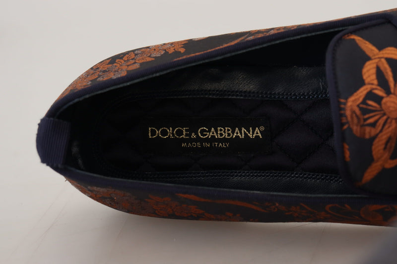 Mocassins chinelos azuis com estampa floral Rust Dolce & Gabbana