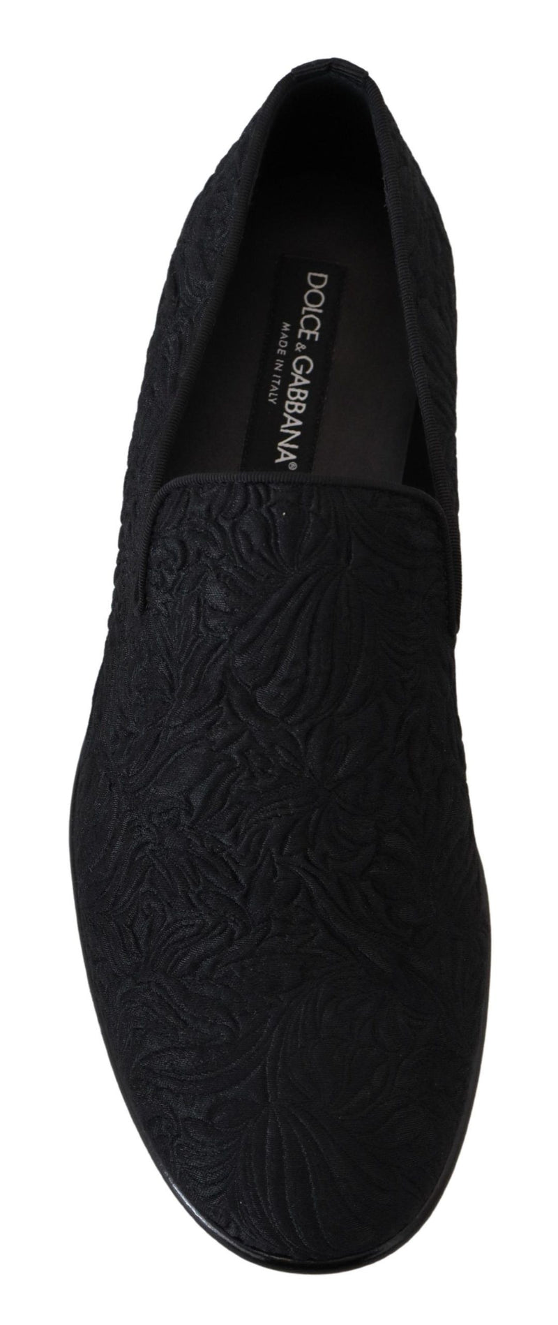 Mocassins d’intérieur à enfiler en jacquard floral noir Dolce & Gabbana