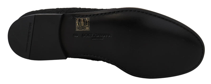 Mocassins d’intérieur à enfiler en jacquard floral noir Dolce & Gabbana