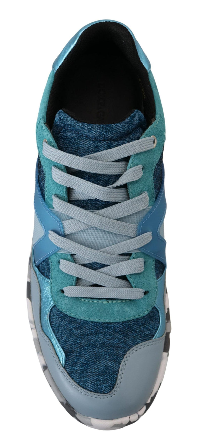 Sneakers sportive basse in pelle blu e grigia Dolce & Gabbana