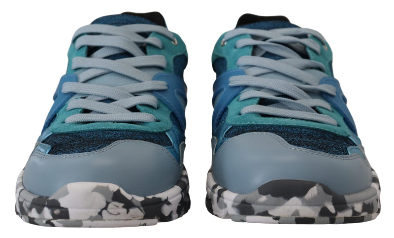 Sneakers sportive basse in pelle blu e grigia Dolce & Gabbana