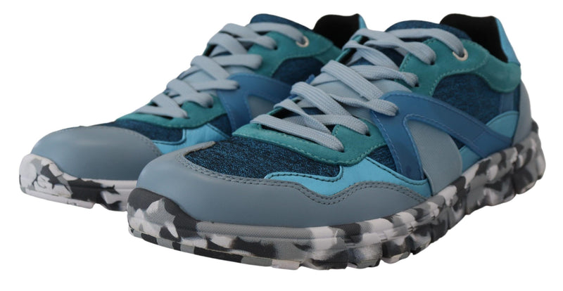 Sneakers sportive basse in pelle blu e grigia Dolce & Gabbana