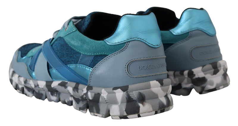 Sneakers sportive basse in pelle blu e grigia Dolce & Gabbana