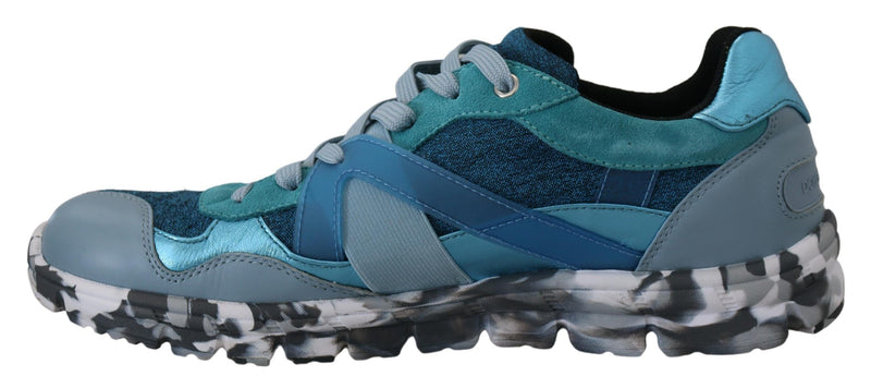 Sneakers sportive basse in pelle blu e grigia Dolce & Gabbana