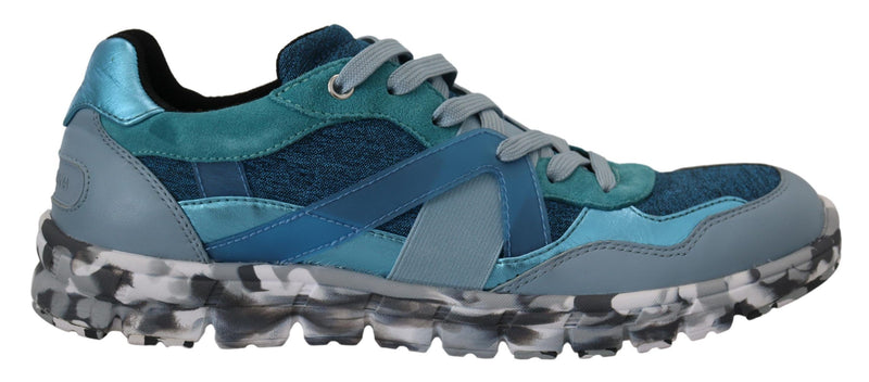 Sneakers sportive basse in pelle blu e grigia Dolce & Gabbana