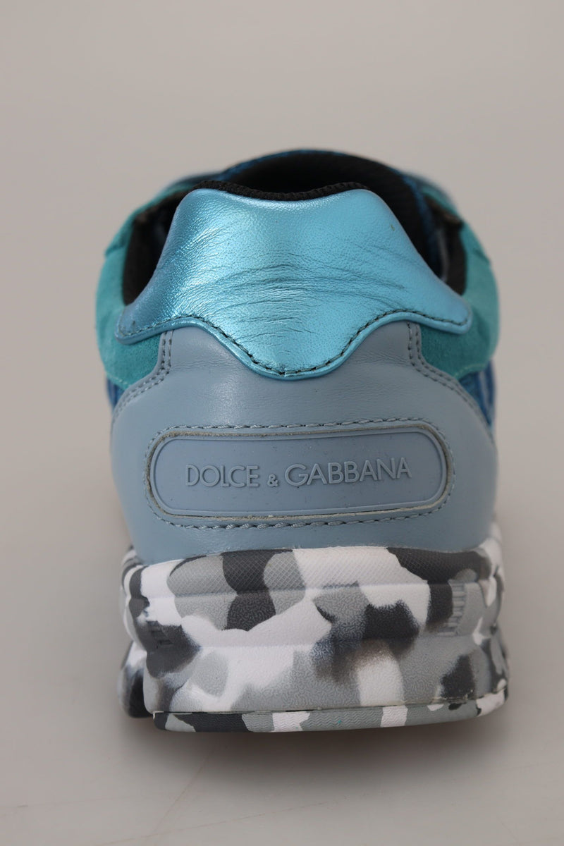 Sneakers sportive basse in pelle blu e grigia Dolce & Gabbana