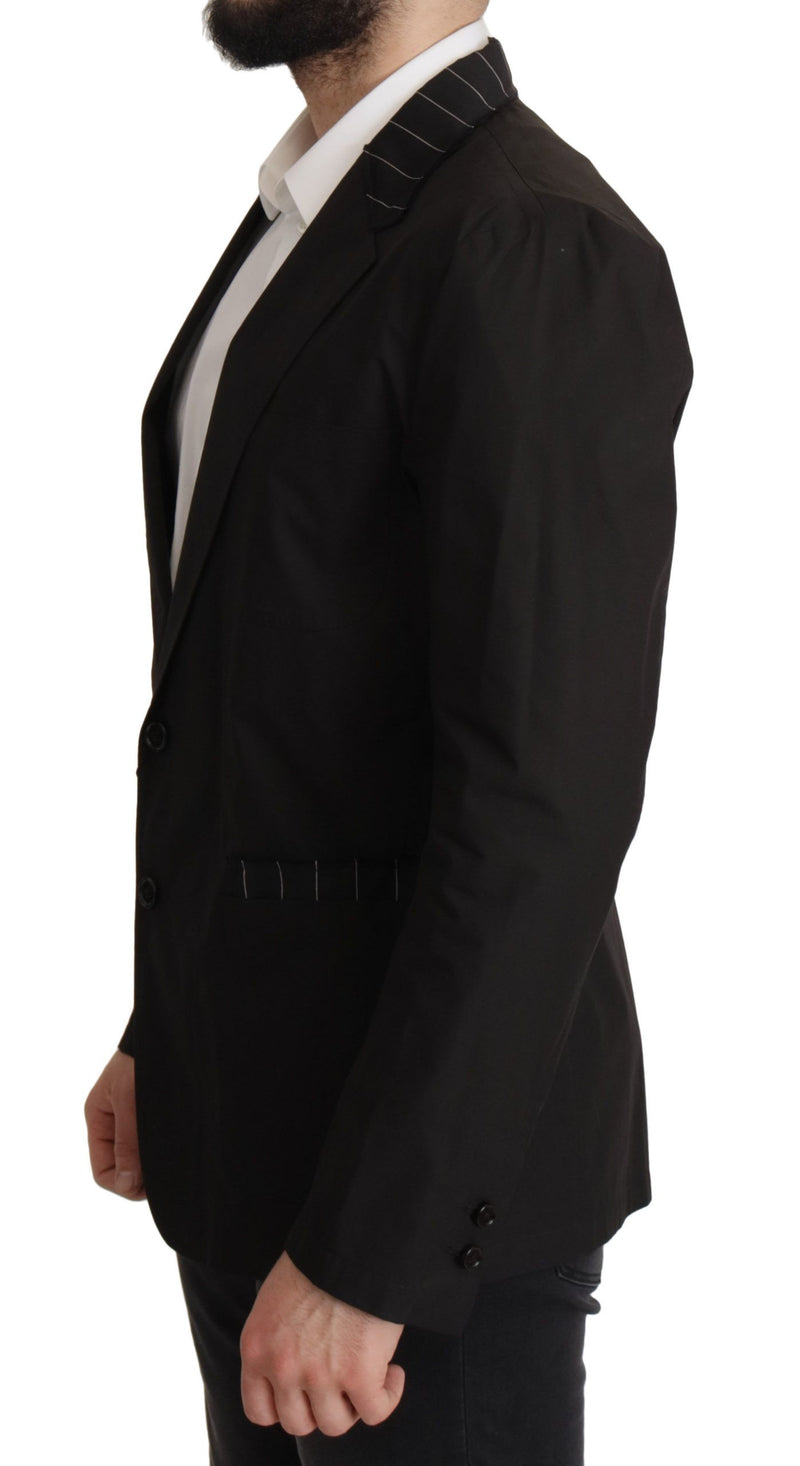 Veste blazer droite en coton noir Dolce & Gabbana