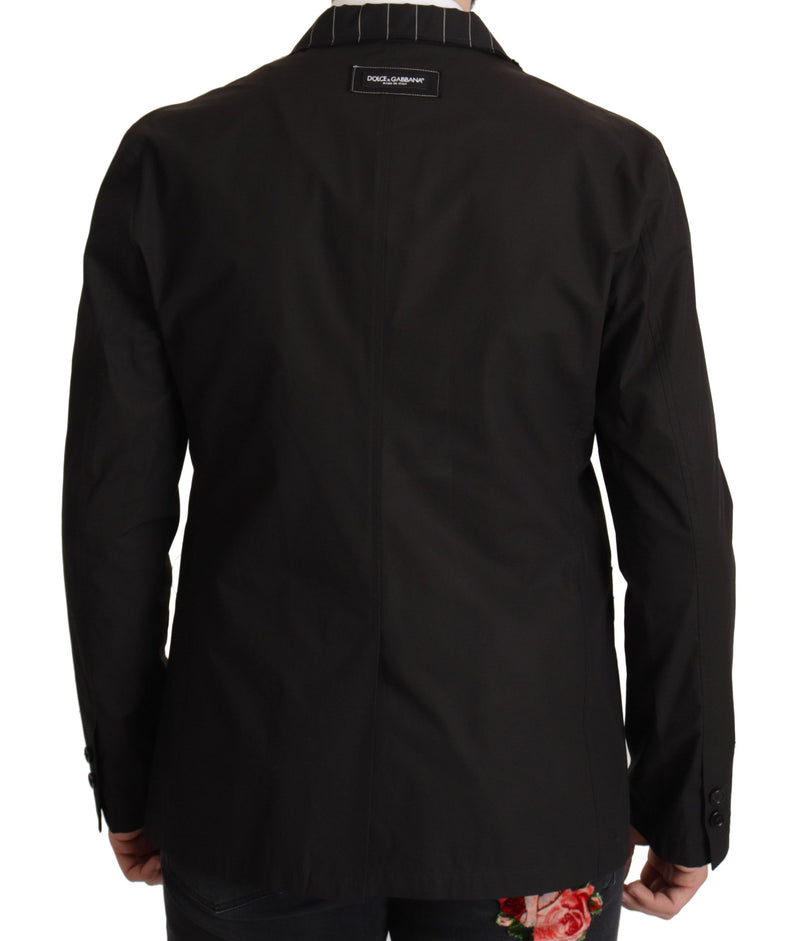 Veste blazer droite en coton noir Dolce & Gabbana